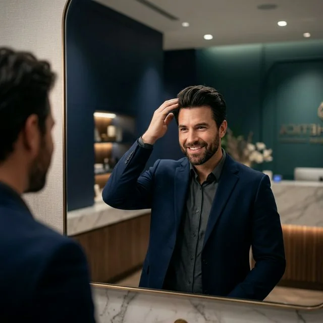 Zufriedener Patient nach erfolgreicher Haartransplantation